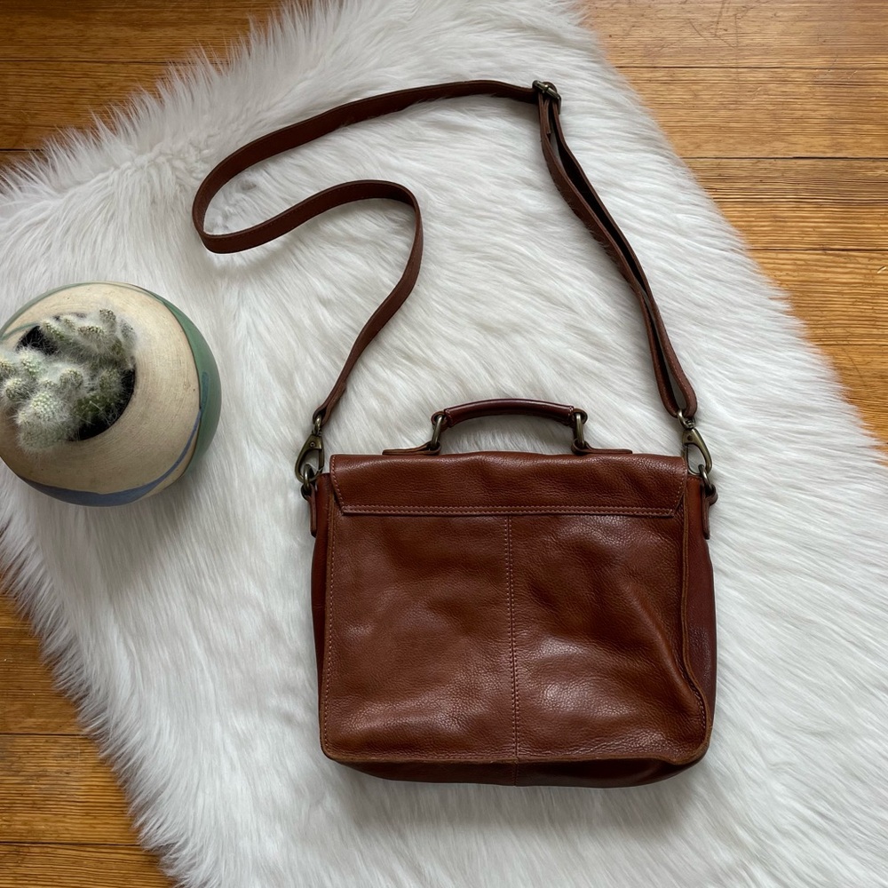 Fat Face Brown Leather Satchel Crossbody Bag - Picture 9 of 13